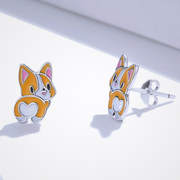 Corgi Dog Silver Adjustable Earrings